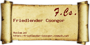 Friedlender Csongor névjegykártya